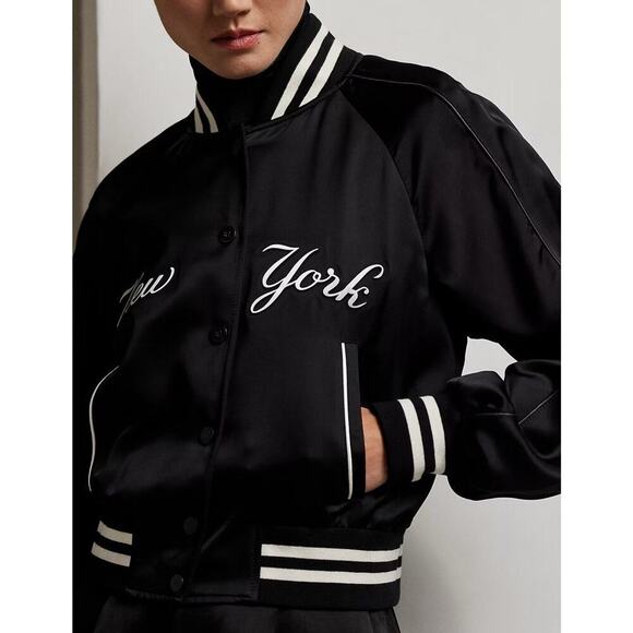 Ralph Lauren Collection Women’s Yankees Jacket Black Bomber 2 MLB NY NWT $3290 - Picture 3 of 7